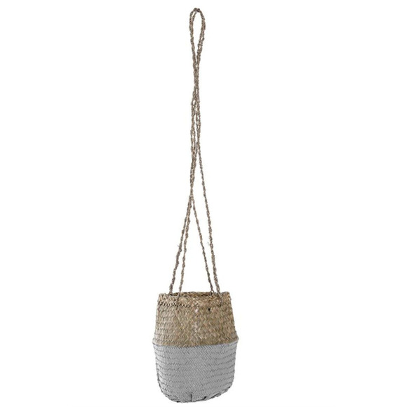 Bloomingville Natural Light Grey Hanging Planter Basket - Picture 1 of 7